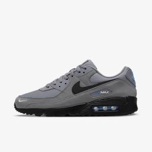 Grey / Light Blue / Metal Silver / Black Nike Air Max 90 Men's Sneakers | NK185CAG