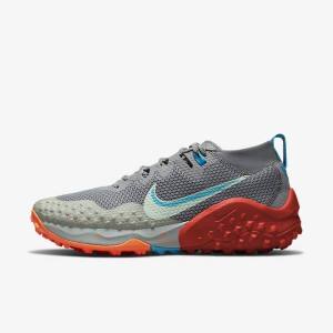 Grey / Olive / Blue / Mint Nike Wildhorse 7 Trail Men's Running Shoes | NK381OSQ