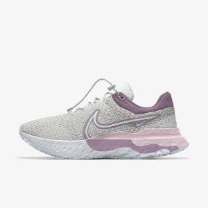 Grey / Platinum / Grey Nike React Infinity Run 3 By You Custom Road Women's Running Shoes | NK675RME