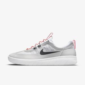 Grey / White / Light Red / Black Nike SB Nyjah Free 2 Men's Skate Shoes | NK408WZM