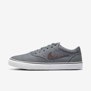 Grey / White Nike SB Chron 2 Canvas Premium Men's Skate Shoes | NK345FCK