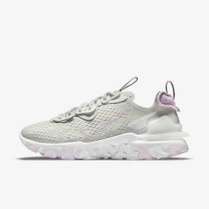 Light Beige / White / Pink Nike React Vision Women's Sneakers | NK041VDT