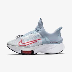 Light Blue / Platinum / White / Red Nike Air Zoom Tempo NEXT% FlyEase Easy On-Off Road Women's Running Shoes | NK639VKF