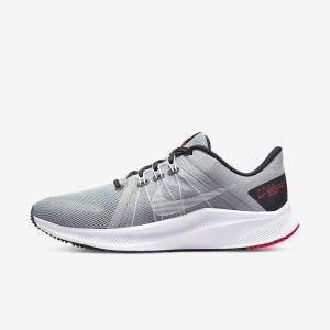 Light Grey / Black / Red / White Nike Quest 4 Road Men's Running Shoes | NK632TZW