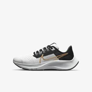 Light Grey / Metal Gold Nike Air Zoom Pegasus 38 Older Road Kids' Running Shoes | NK516RGW