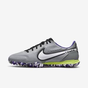 Light Grey / White Nike React Tiempo Legend 9 Pro TF Turf Men's Football Shoes | NK092QUB