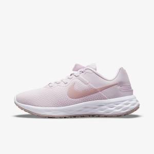 Light Purple / White Nike Revolution 6 FlyEase Next Nature Easy On-Off Road Women's Running Shoes | NK498MRV