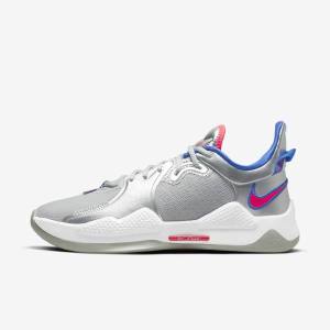 Metal Silver / Royal / Red Nike PG 5 Women's Basketball Shoes | NK458DQZ