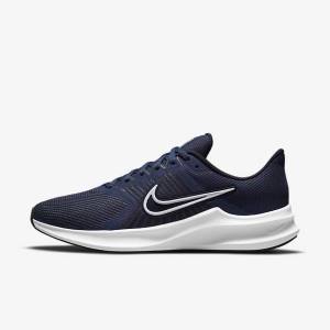 Navy / Dark Obsidian / White Nike Downshifter 11 Road Men's Running Shoes | NK547IWF