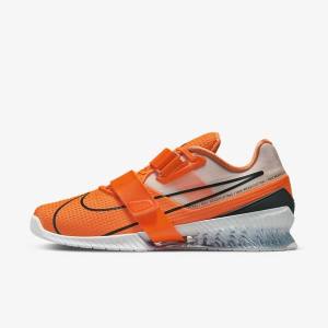 Orange / White / Black Nike Romaleos 4 Women's Training Shoes | NK270AHC