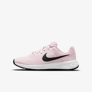 Pink / Black Nike Revolution 6 Older Road Kids' Running Shoes | NK027CBF