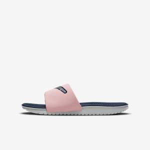 Pink / Navy / Metal Silver Nike Kawa SE Older Kids' Slides | NK390KYC