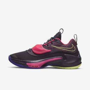 Purple / Pink / Purple / Light Lemon Nike Zoom Freak 3 Women's Basketball Shoes | NK013FNJ