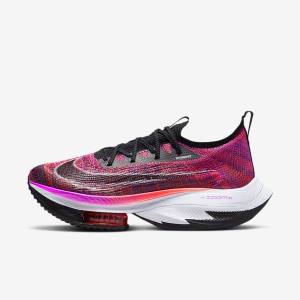 Purple / Red / Black / Black Nike Air Zoom Alphafly NEXT% Flyknit Road Racing Women's Running Shoes | NK937BVO