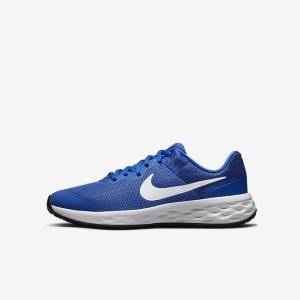 Royal / Black / White Nike Revolution 6 Older Road Kids' Running Shoes | NK540VMZ