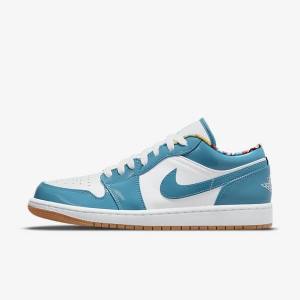 Turquoise / White / Navy / Turquoise Nike Air Jordan 1 Low SE Men's Sneakers | NK173FOY