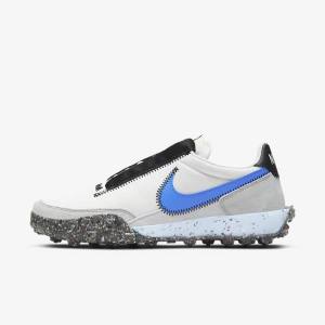 White / Black / Blue Nike Waffle Racer Crater Women's Sneakers | NK306MEO