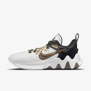 White / Black / Metal Gold Nike Giannis Immortality Men's Basketball Shoes | NK307KNC