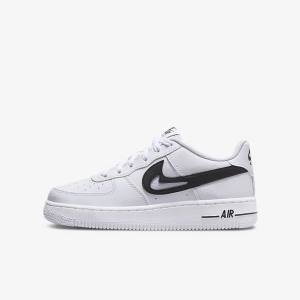 White / Black Nike Air Force 1 Older Kids' Sneakers | NK029UAJ