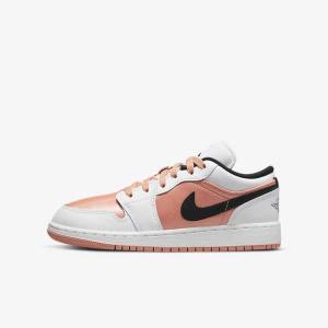 White / Black Nike Air Jordan 1 Low Older Kids' Sneakers | NK195LHK