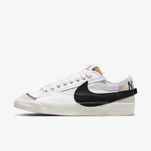 White / Black Nike Blazer Low 77 Jumbo Women's Sneakers | NK059KZI