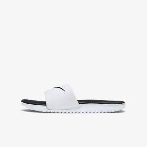 White / Black Nike Kawa Older Kids' Slides | NK846VPJ