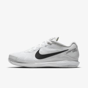 White / Black Nike NikeCourt Air Zoom Vapor Pro Hard-Court Men's Tennis Shoes | NK095ZNS