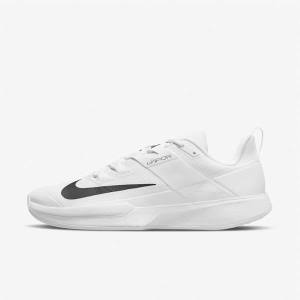 White / Black Nike NikeCourt Vapor Lite Hard Court Men's Tennis Shoes | NK586RAG