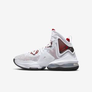 White / Black / Red Nike LeBron 19 Older Kids' Basketball Shoes | NK315BRW