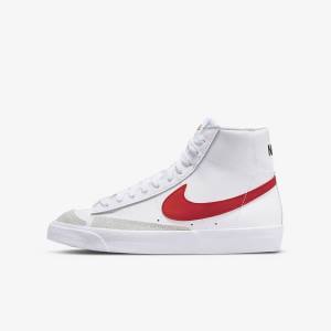 White / Blue / Black / Red Nike Blazer Mid 77 Older Kids' Sneakers | NK758OXY