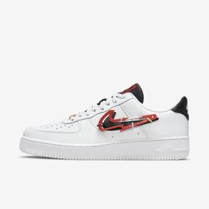 White / Burgundy / Red / Black Nike Air Force 1 07 Premium Men's Sneakers | NK873EMJ