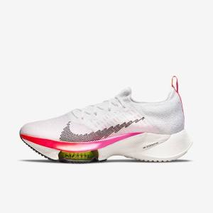 White / Coral / Pink / Black Nike Air Zoom Tempo NEXT% Flyknit Road Men's Running Shoes | NK759FKG