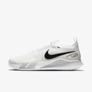 White / Grey / Black Nike NikeCourt React Vapor NXT Hard-Court Men's Tennis Shoes | NK489NTW