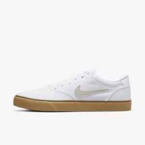 White / Light Brown / Light Beige Nike SB Chron 2 Canvas Men's Skate Shoes | NK146UJB