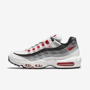 White / Light Grey / Red Nike Air Max 95 Men's Sneakers | NK918HUQ