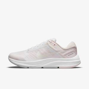 White / Light Pink / Grey / Green Nike Air Zoom Structure 24 Road Women's Running Shoes | NK752ZHU