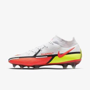 White / Light Red Nike Phantom GT2 Dynamic Fit Elite FG Firm-Ground Men's Football Shoes | NK042IKE