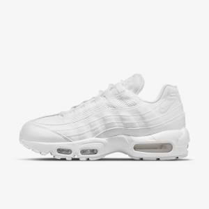 White / Metal Silver / White Nike Air Max 95 Women's Sneakers | NK261SLR