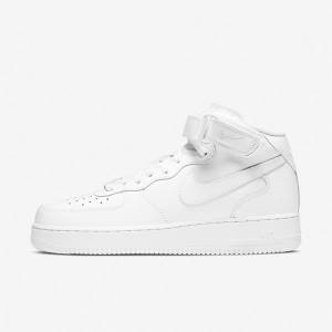 White Nike Air Force 1 Mid 07 Men's Sneakers | NK317PFO