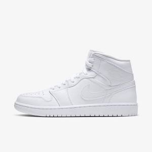 White Nike Air Jordan 1 Mid Men's Sneakers | NK024BCR