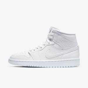 White Nike Air Jordan 1 Mid Women's Sneakers | NK598ENL