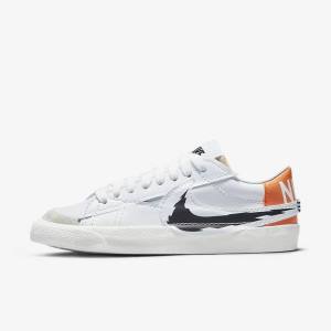 White / Orange / Black Nike Blazer Low 77 Jumbo Men's Sneakers | NK579SGZ