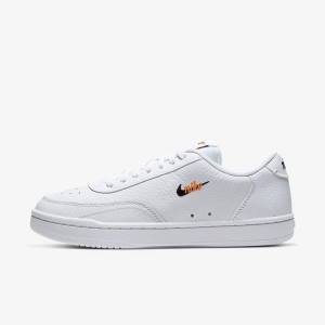 White / Orange / Black Nike Court Vintage Premium Women's Sneakers | NK790MUI