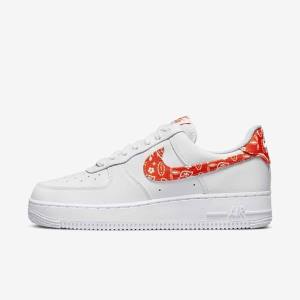 White / Orange Nike Air Force 1 07 Women's Sneakers | NK765HGA