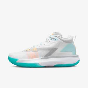 White / Orange / Turquoise / Black Nike Zion 1 Men's Basketball Shoes | NK438YKW