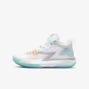 White / Orange / Turquoise / Black Nike Zion 1 Older Kids' Sneakers | NK857CRX