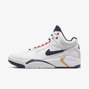 White / Red / Metal Gold / Navy Nike Air Flight Lite Mid Men's Sneakers | NK641JTY